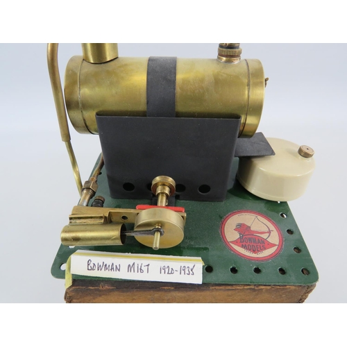 16 - 1929-35 Bowmans Stationary Steam engine model M16T with Original wooden box (no lid) Measures 5 inch... 