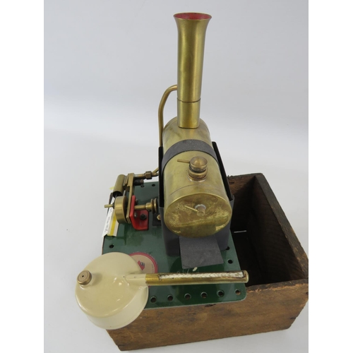 16 - 1929-35 Bowmans Stationary Steam engine model M16T with Original wooden box (no lid) Measures 5 inch... 