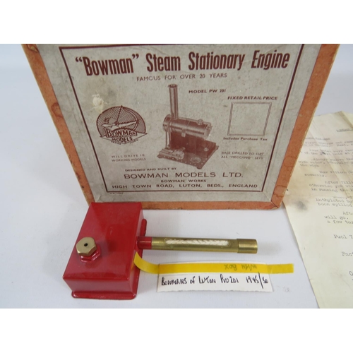 17 - 1940's/50's Bowmans Stationary Steam engine model PW201 with original box.  See photographs for cond... 