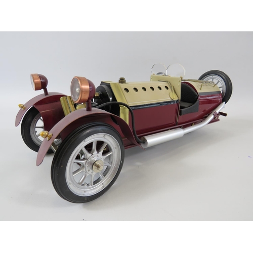 2 - Mamod Steam powered Model of a 1934 Morgan three wheeler with custom made plinth. Measures 15 x 7 In... 