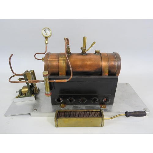 26 - Scratch Built Stationary steam engine using mostly Mamod parts.  12 x 6 inches. See photos for condi... 