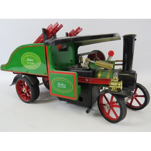 3 - Mamod Steam powered model of a Fred Dibnah Lorry with custom made wooden stand. Measures 9 x 16 inch... 