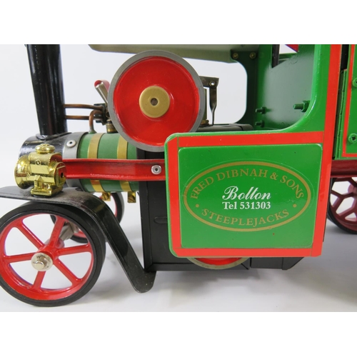 3 - Mamod Steam powered model of a Fred Dibnah Lorry with custom made wooden stand. Measures 9 x 16 inch... 