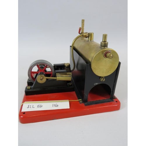 40 - 1950's SEL Model 1550 Stationary Steam Engine with Twin pistons and flywheel. Measures 5 x 6 inches.... 