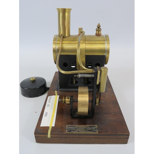 42 - Mersey Model Company (Liverpool) Model number 51 stationary steam engine mounted on wooden base with... 