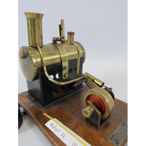 43 - Mersey Model Company (Liverpool) Model number 52 stationary steam engine mounted on wooden base with... 