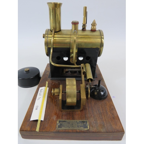 43 - Mersey Model Company (Liverpool) Model number 52 stationary steam engine mounted on wooden base with... 