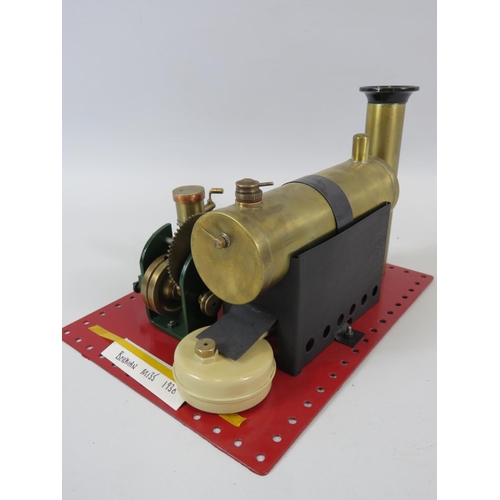 49 - 1930's Bowman M135 Stationary Steam Engine with Geared drive. 5.5 x 8.5 inches.  See photos for cond... 