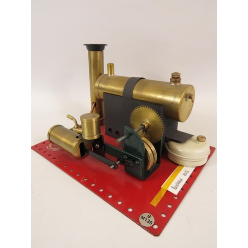 50 - 1930's Bowman M135 Stationary Steam Engine with Geared drive. 5.5 x 8.5 inches.  See photos for cond... 