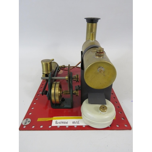 50 - 1930's Bowman M135 Stationary Steam Engine with Geared drive. 5.5 x 8.5 inches.  See photos for cond... 