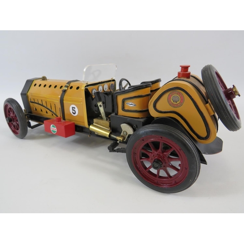 6 - Mamod Steam powered model of a 1929 Buick Baquet. Comes with custom made wooden plinth. Measures 7 x... 