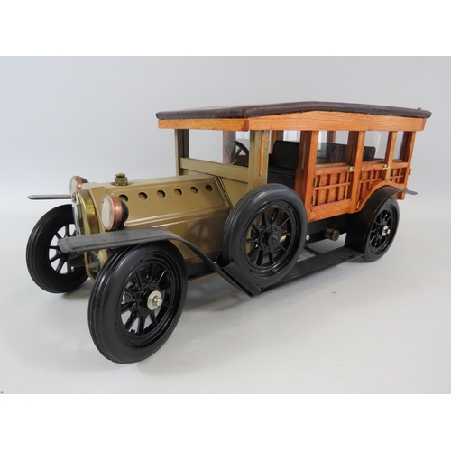 7 - Mamod Steam powered model of a 1929 Ford Model 'A' Woody Station Wagon. Comes with custom made woode... 