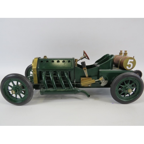 8 - Mamod Steam powered model of a 1909 GP Lorraine Dietrich. Comes with custom made wooden plinth measu... 