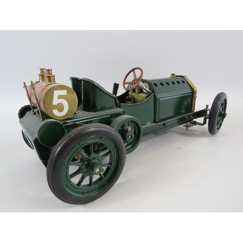 8 - Mamod Steam powered model of a 1909 GP Lorraine Dietrich. Comes with custom made wooden plinth measu... 