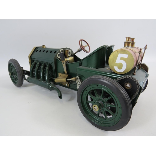 8 - Mamod Steam powered model of a 1909 GP Lorraine Dietrich. Comes with custom made wooden plinth measu... 