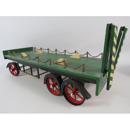 53 - Mamod Showman's Engine (13 x 8 inches) with remote control together with Transport Trailer (19 x 5 i... 