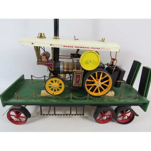 53 - Mamod Showman's Engine (13 x 8 inches) with remote control together with Transport Trailer (19 x 5 i... 