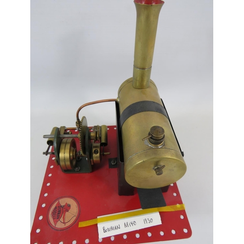 65 - 1930 Bowman M140 Stationary Steam Engine. Measures 7 x 5 inches. See photos for condition.