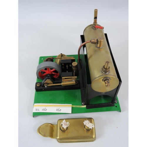 67 - 1950 SEL 1550 Major Stationary Steam Engine with twin pistons and flywheel. With original but tatty ... 