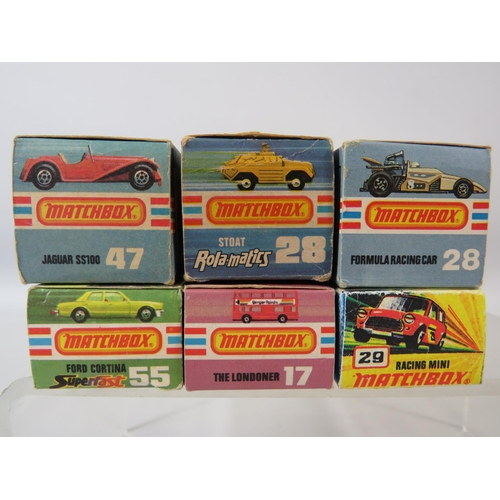 74 - Six boxed UK Matchbox models. See photos for details and condition.