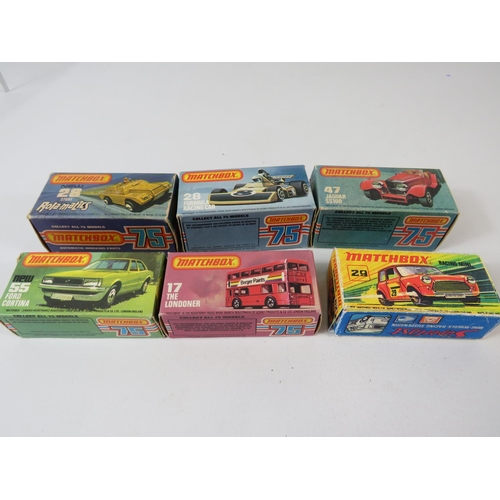 74 - Six boxed UK Matchbox models. See photos for details and condition.