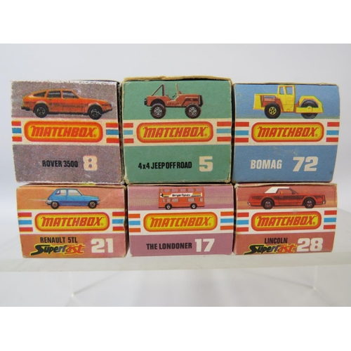 75 - Six boxed UK Matchbox models. See photos for details and condition.