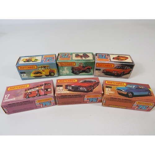 75 - Six boxed UK Matchbox models. See photos for details and condition.