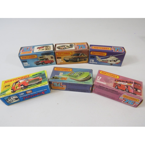 76 - Six boxed UK Matchbox models. See photos for details and condition.