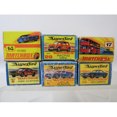 77 - Six boxed UK Matchbox models. See photos for details and condition.