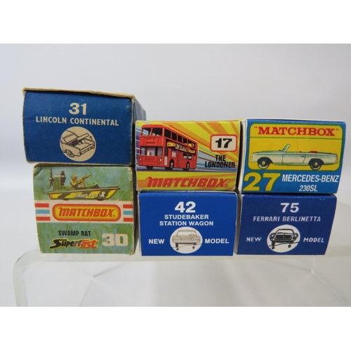 78 - Six boxed UK Matchbox models. See photos for details and condition.