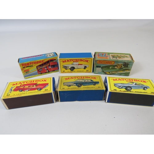 78 - Six boxed UK Matchbox models. See photos for details and condition.