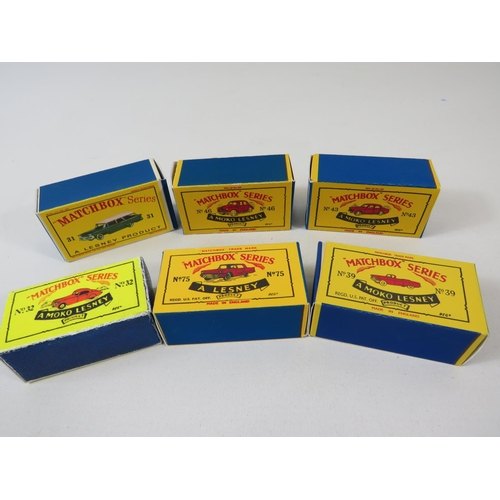 80 - Six boxed UK Matchbox models. See photos for details and condition.