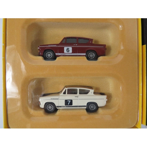 100 - Boxed1:43 Scale Die cast Vanguard Model Gift set of 1960's Broadspeed Racing Anglia's together with ... 