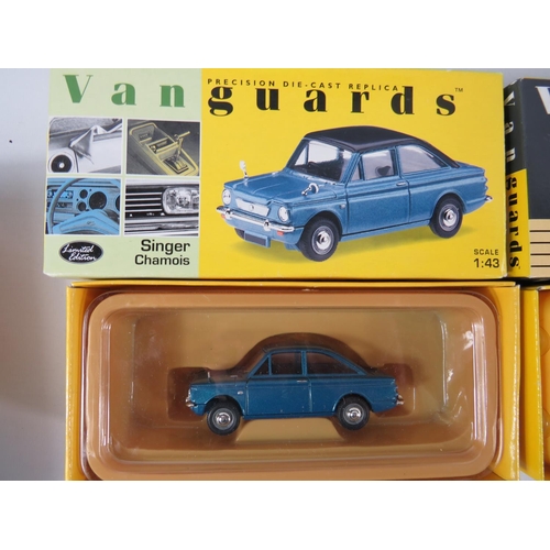 100 - Boxed1:43 Scale Die cast Vanguard Model Gift set of 1960's Broadspeed Racing Anglia's together with ... 