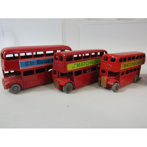 113 - Selction of UK made Vintage Matchbox Busses, all in very light playworn condition, no boxes. See pho... 