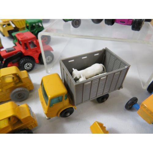 119 - Selection of UK made vintage Matchbox models to include farm machinery and commercial . All in very ... 