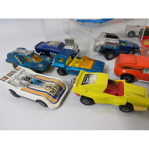 124 - Selection of 20 UK made Matchbox Superfast sports cars, hovercrafts, boat etc. .   All in very light... 