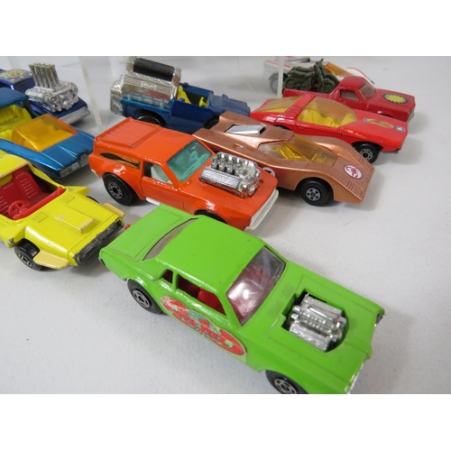 124 - Selection of 20 UK made Matchbox Superfast sports cars, hovercrafts, boat etc. .   All in very light... 