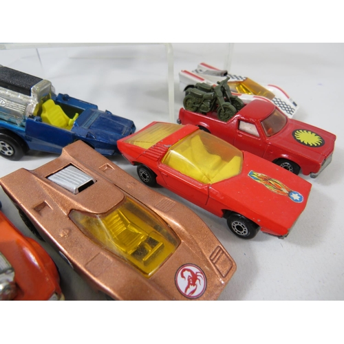 124 - Selection of 20 UK made Matchbox Superfast sports cars, hovercrafts, boat etc. .   All in very light... 