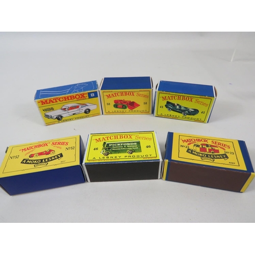 86 - Six boxed UK Matchbox models. See photos for details and condition.