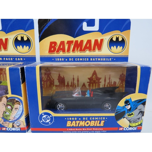 93 - Two DC Comics Batman Movie cars, Two faced car and Batmobile. Boxed unused and in Blister packs. See... 