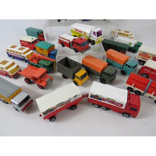 128 - Selection of UK made assorted Matchbox Trucks.  All in very light playworn condition. No boxes. See ... 