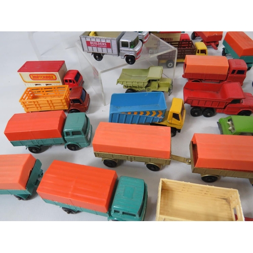 129 - Selection of UK made assorted Matchbox Trucks.  All in very light playworn condition. No boxes. See ... 