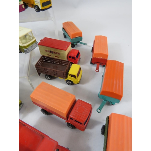 129 - Selection of UK made assorted Matchbox Trucks.  All in very light playworn condition. No boxes. See ... 