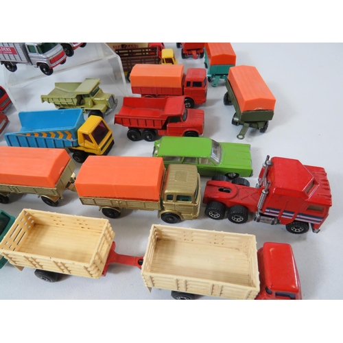 129 - Selection of UK made assorted Matchbox Trucks.  All in very light playworn condition. No boxes. See ... 