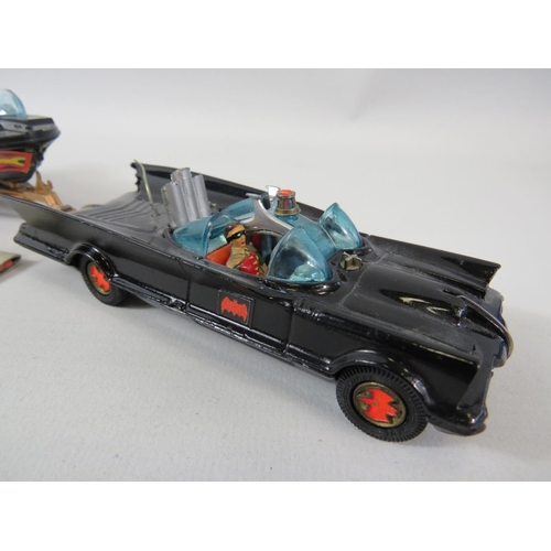 134 - Corgi Batmobile & Batboat with trailer together with  Matchbox models of the same. No boxes. See pho... 