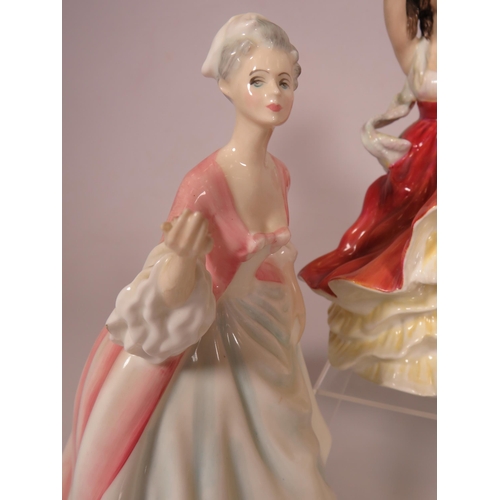 211 - 2 Royal Doulton figurines Autumn Ball HN5465 and Diane HN3266, plus one other figurine the tallest s... 