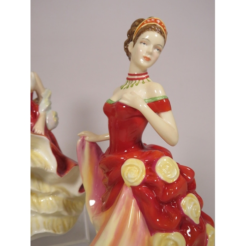 211 - 2 Royal Doulton figurines Autumn Ball HN5465 and Diane HN3266, plus one other figurine the tallest s... 