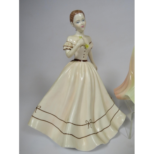 216 - 2 Coalport Ladies of Fashion figurines Geraldine and Vicky plus a Royal Doulton figurine Kathy HN330... 