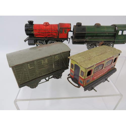 153 - Selection of vintage Hornby 'O' gauge Railway models to include track, Two Clockwork Engines and car... 